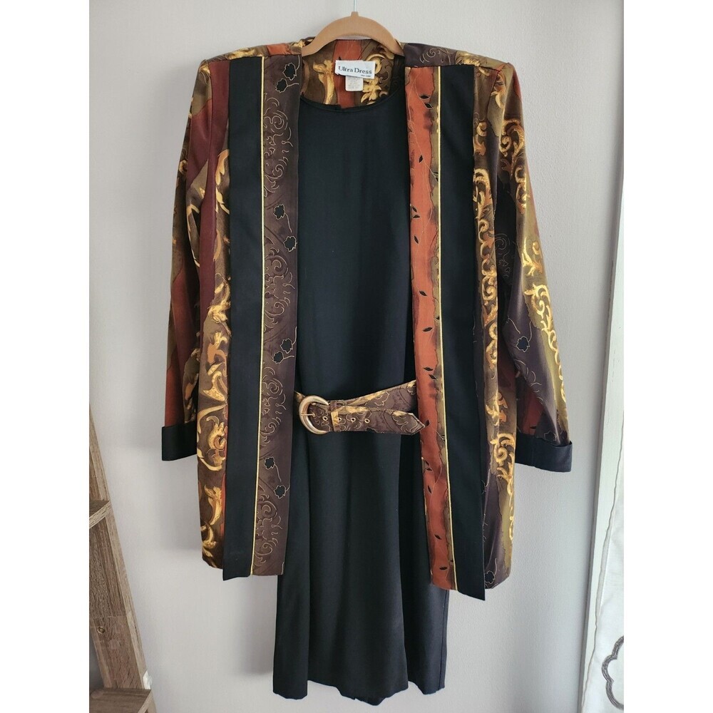 Vintage 1990s Ultra Dress New York Belted Dress And Jacket Set Size 12
